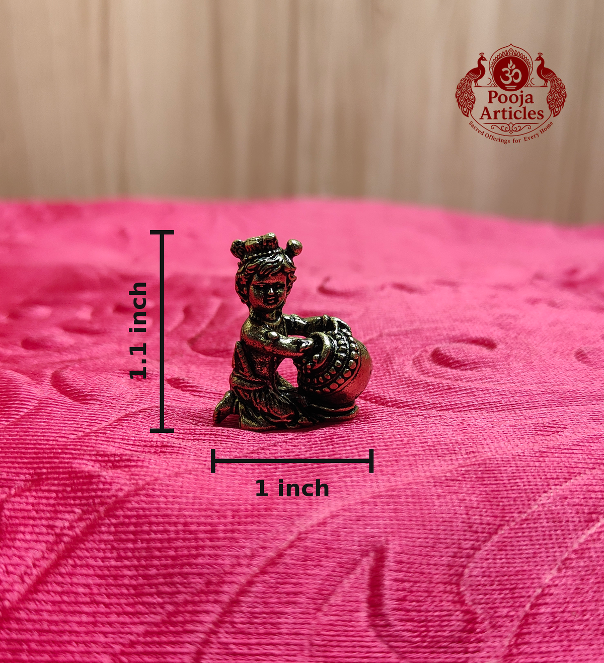 Miniature Brass Krishna Statue 1.1 Inch