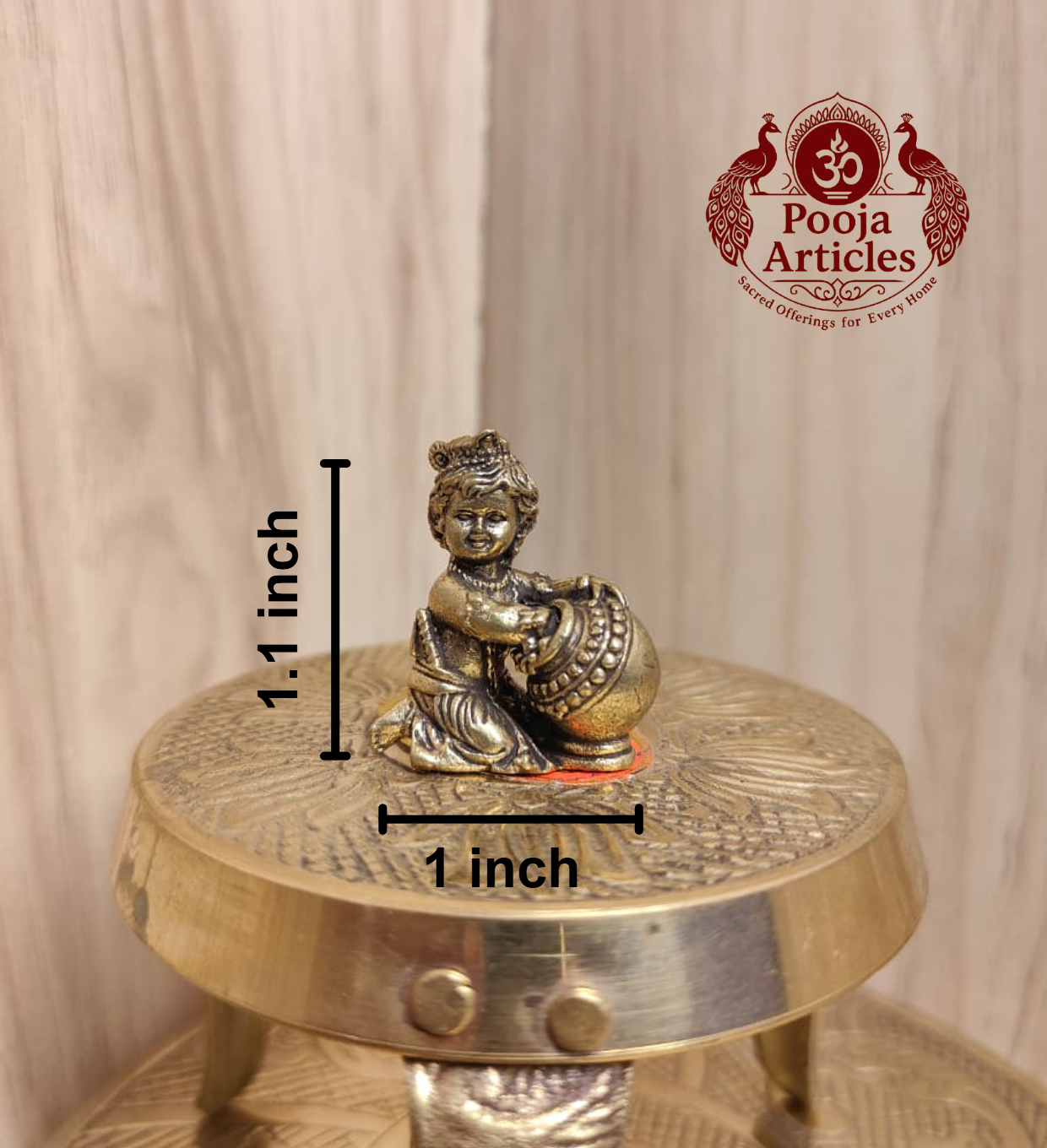 Miniature Brass Krishna Statue 1.1 Inch