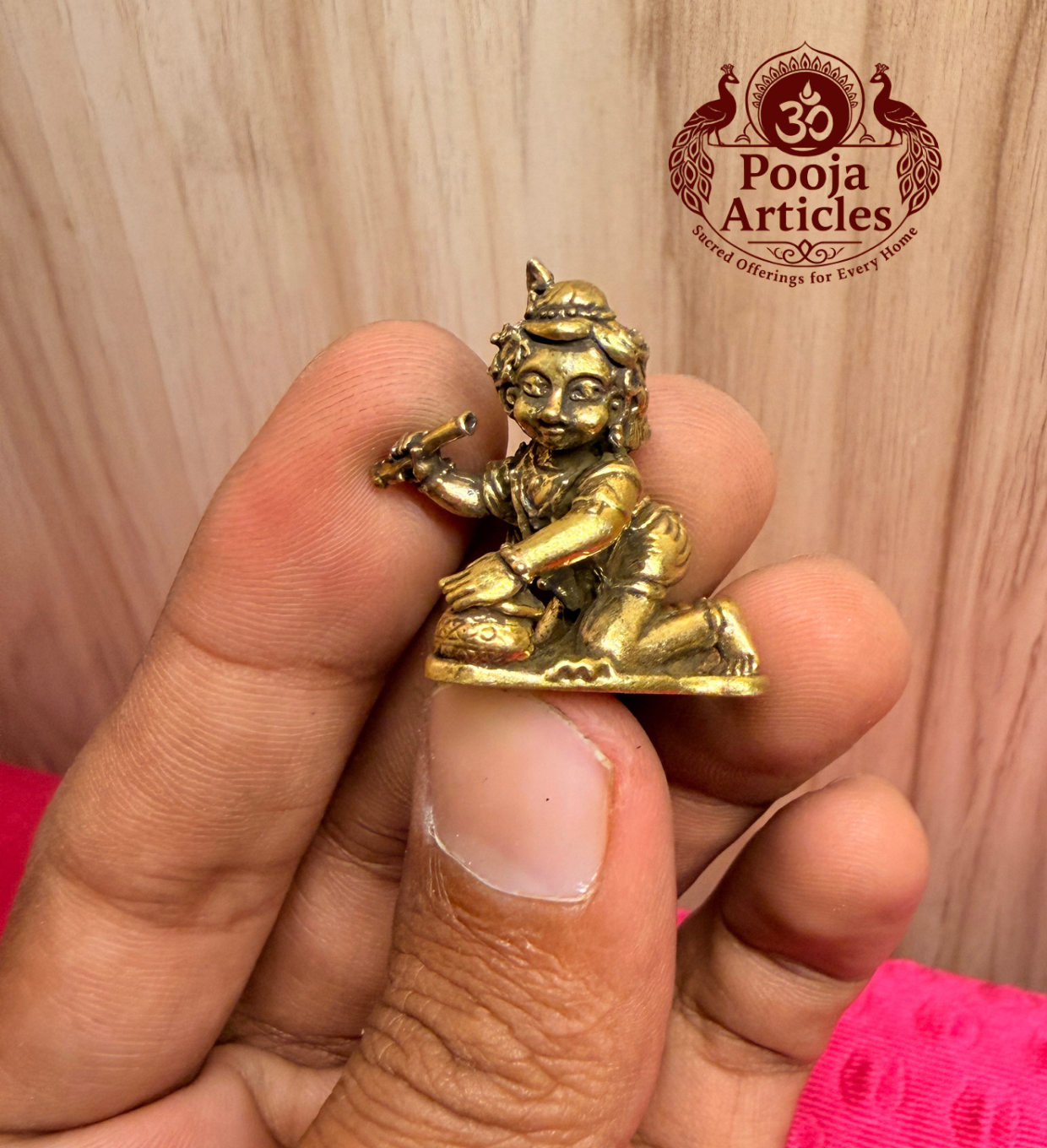 Miniature Brass Matka Krishna Statue 1.1 Inch