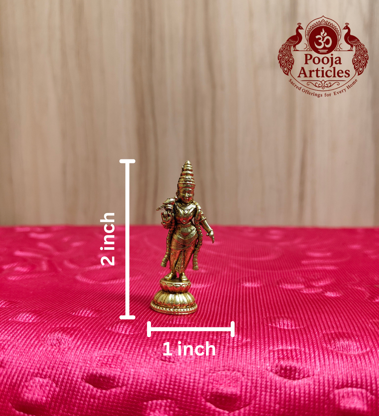 Miniature Brass Meenakshi Idol 2 Inch - Dimensions 2x1 inch