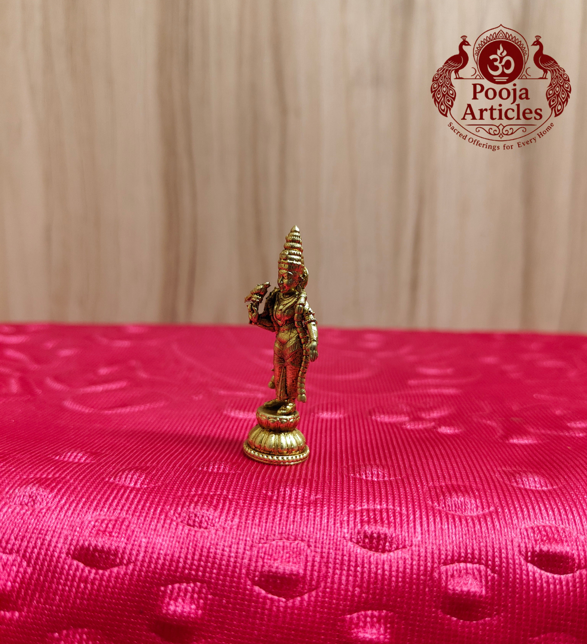 Miniature Brass Meenakshi Idol 2 Inch - Side View