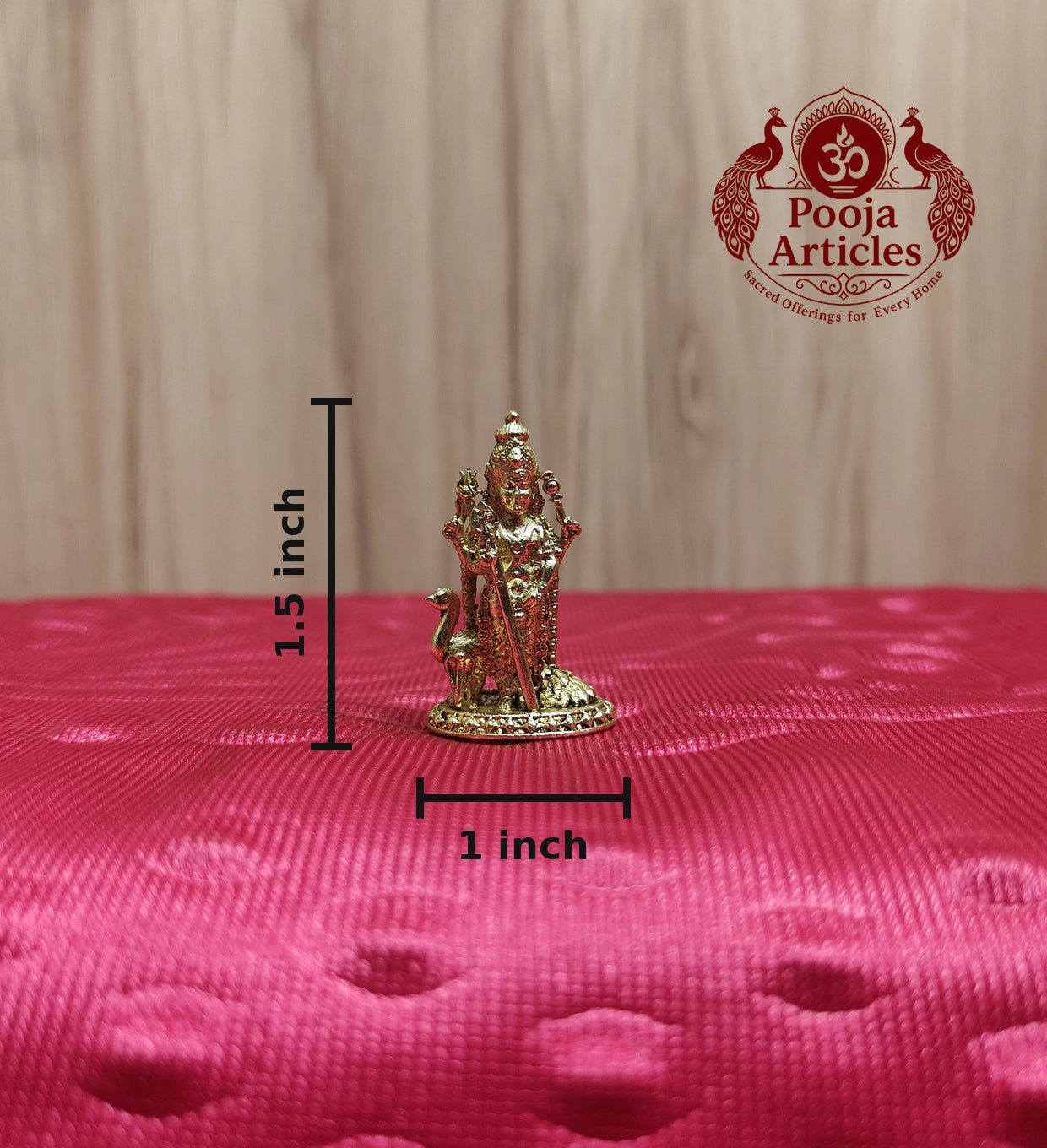 Miniature Brass Murugan Idol with Thiruvachi 1.5 Inch 