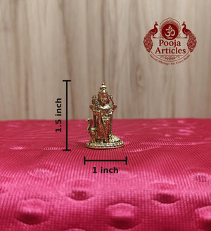 Miniature Brass Murugan Idol with Thiruvachi 1.5 Inch 