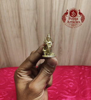 Miniature Brass Murugan Idol with Thiruvachi 1.5 inch