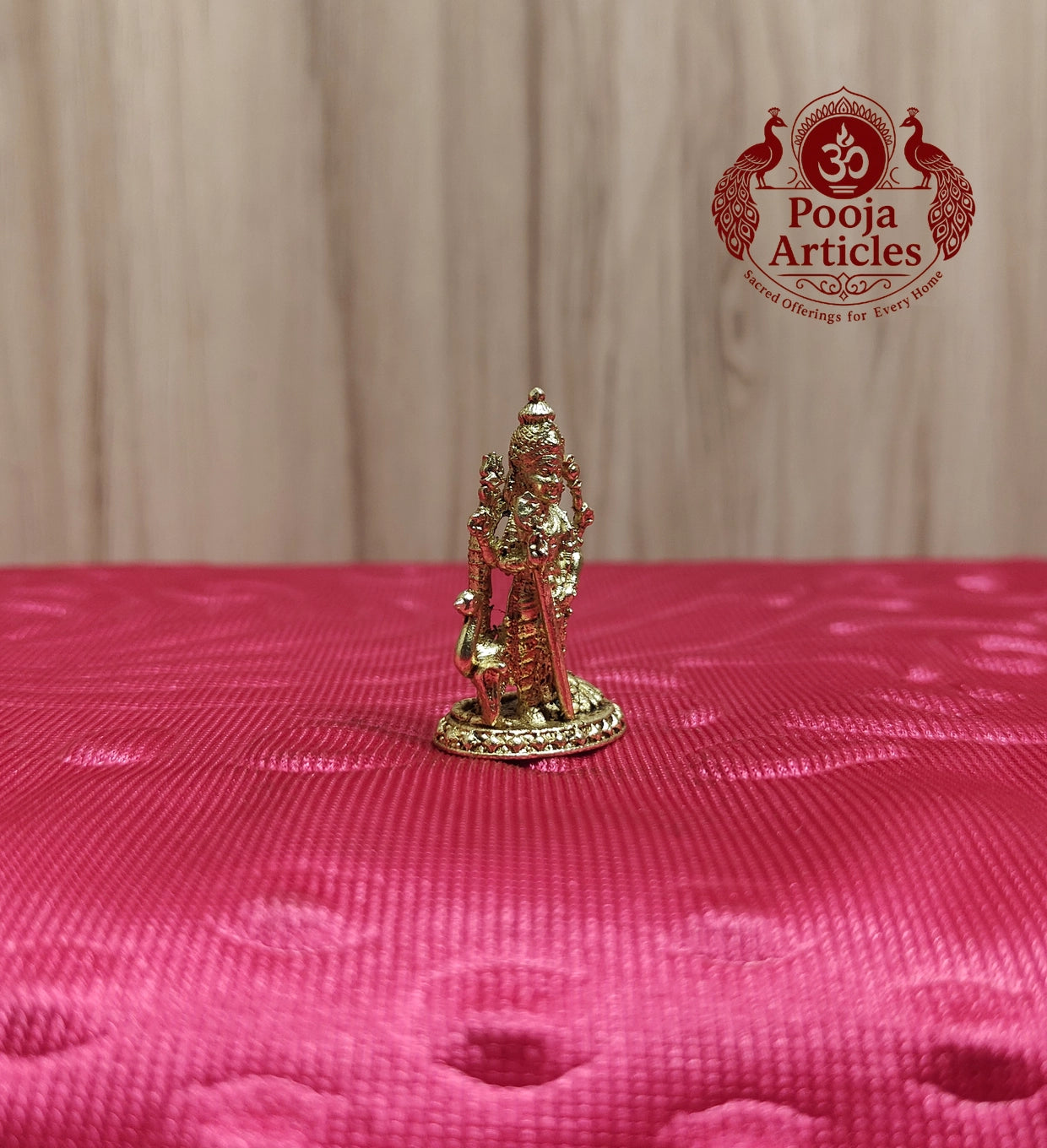 Miniature Brass Murugan Idol with Thiruvachi 1.5 Inch 
