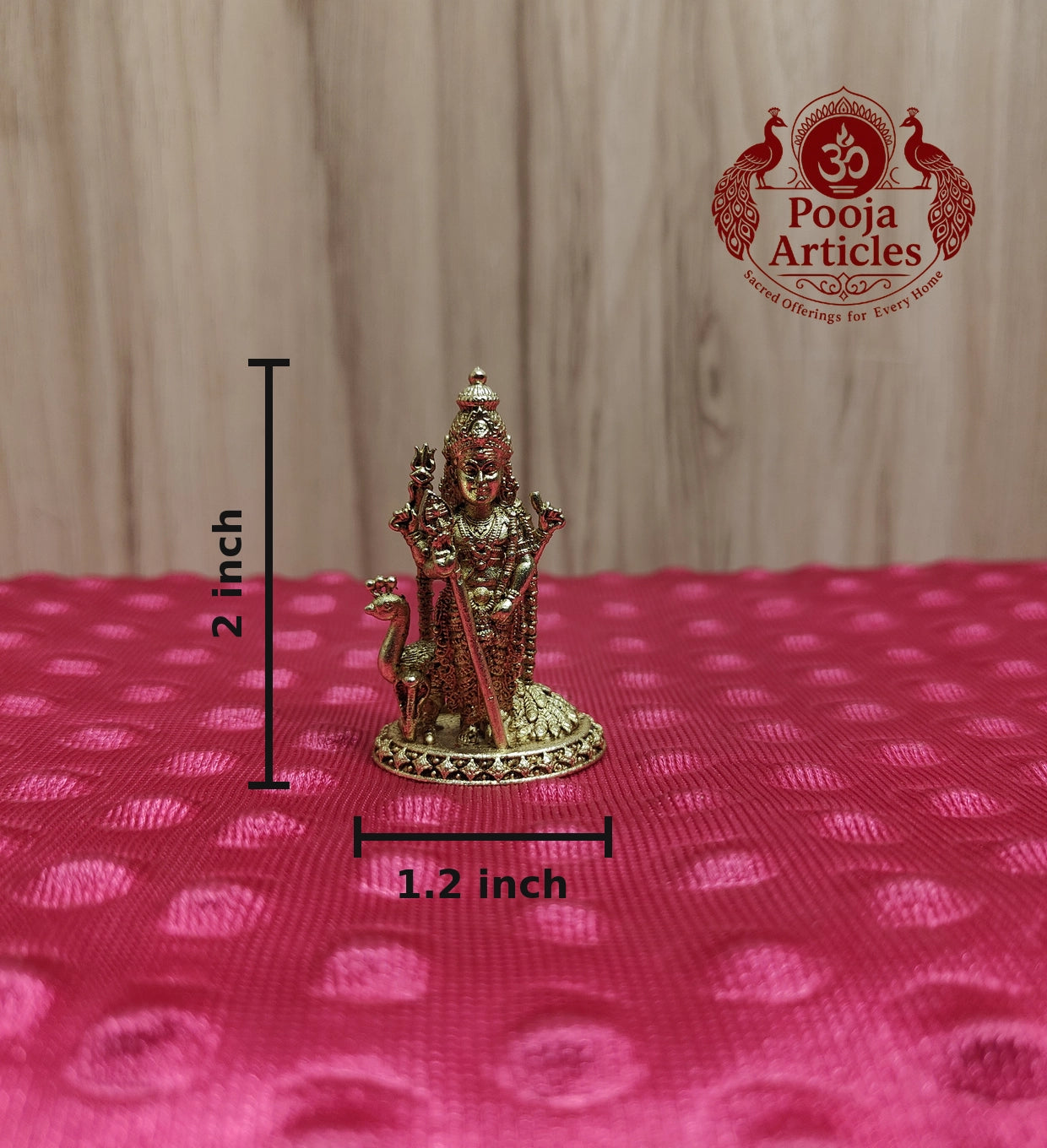Miniature Brass Murugan Idol with Thiruvachi 2 Inch 