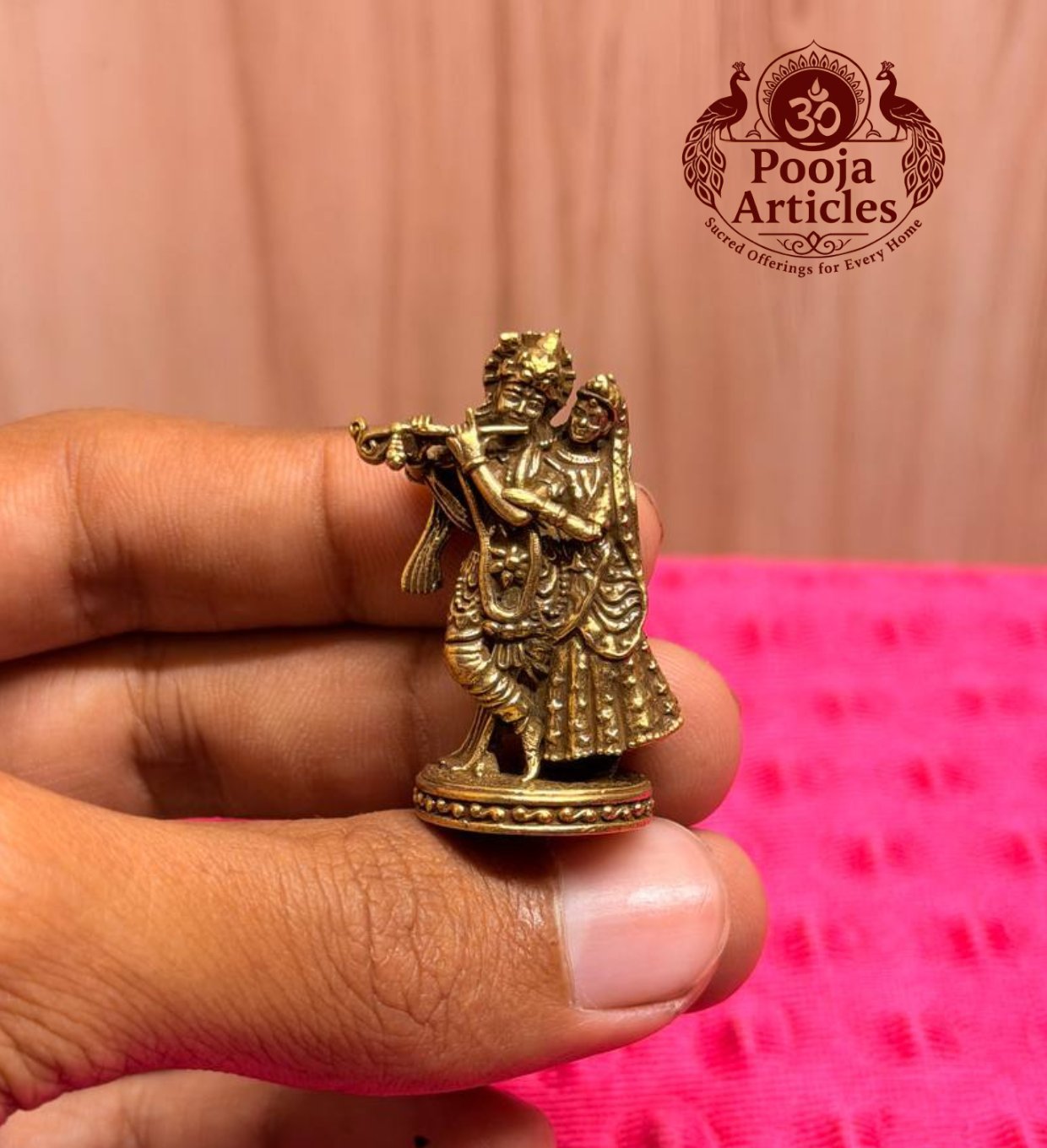 Miniature Brass Radha Krishna Statue 1.5 Inch