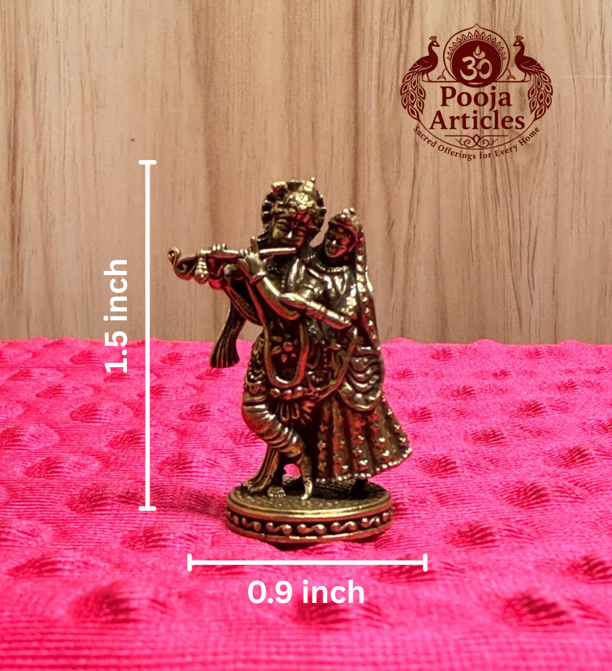 Miniature Brass Radha Krishna Statue 1.5 Inch
