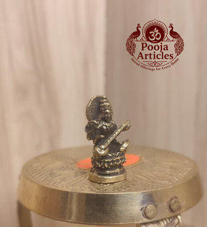 Miniature Brass Saraswati Statue 1.1 Inch