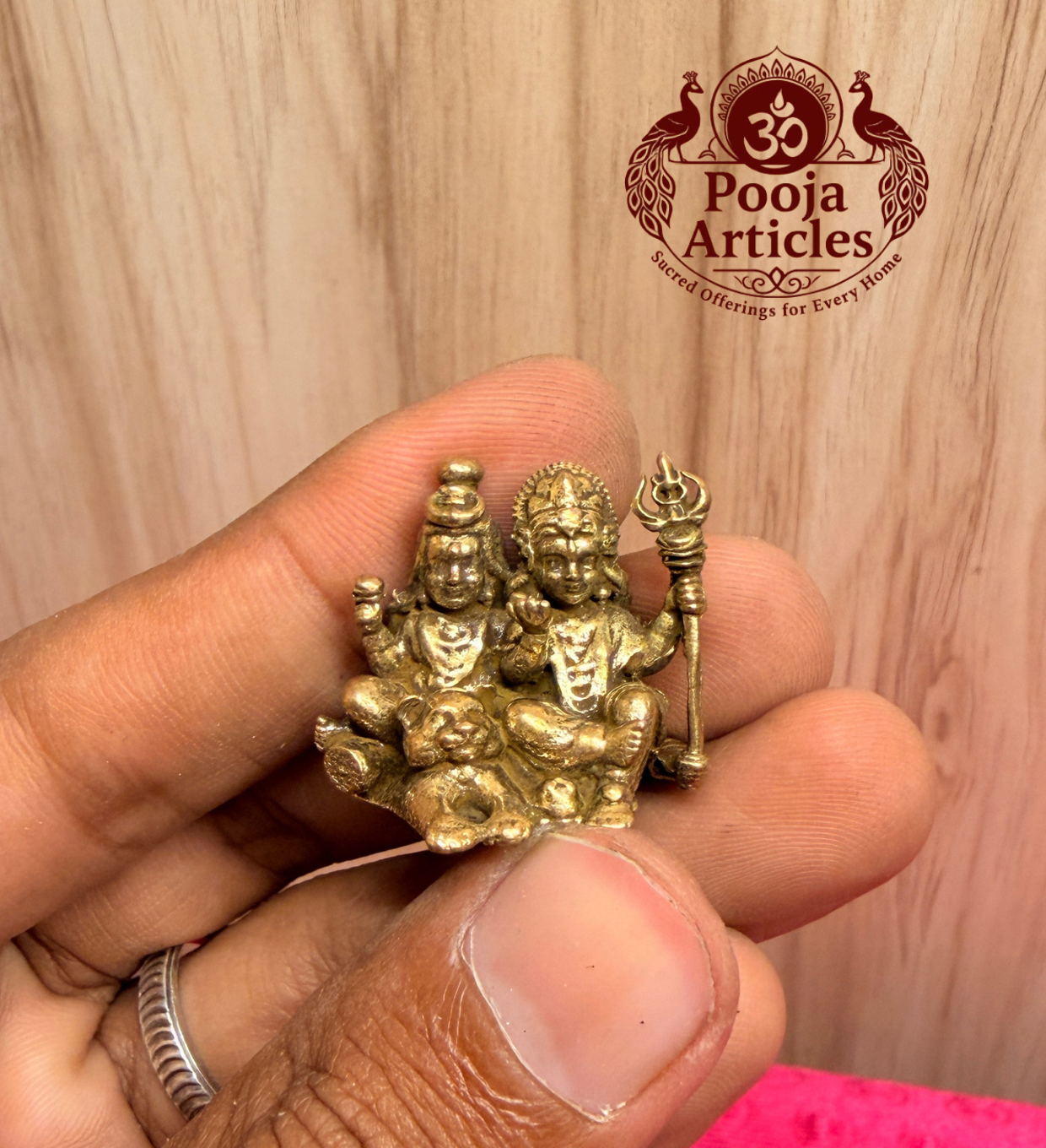 Miniature Brass Shiva Parvathi Statue 1 Inch