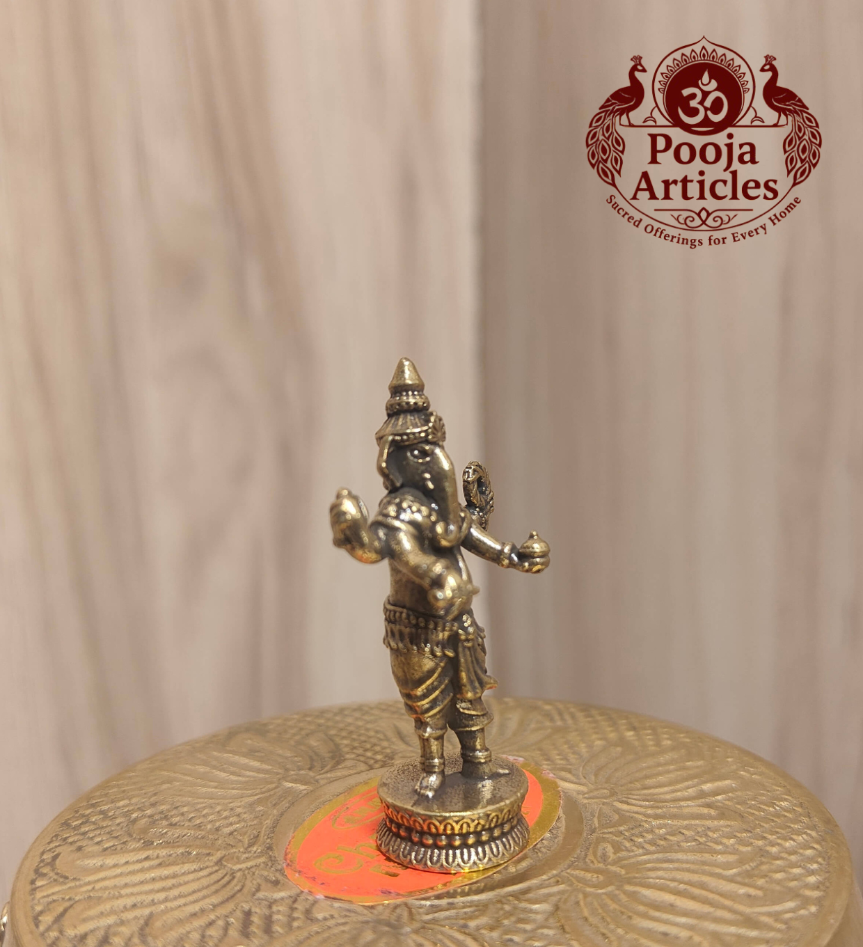Miniature Brass Standing Ganesh Idol 1.6 Inch