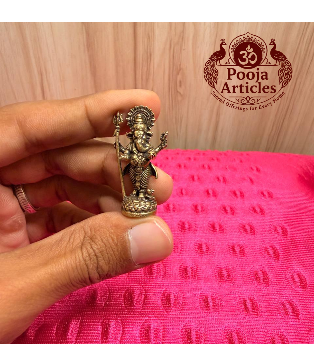 Miniature Brass Standing Ganesha Statue 1.5 Inch