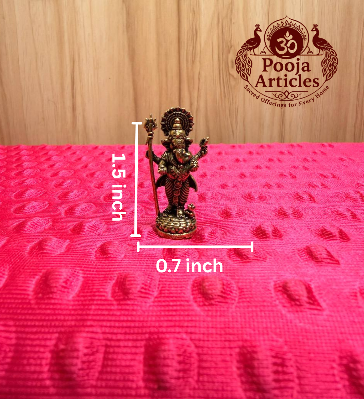 Miniature Brass Standing Ganesha Statue 1.5 Inch