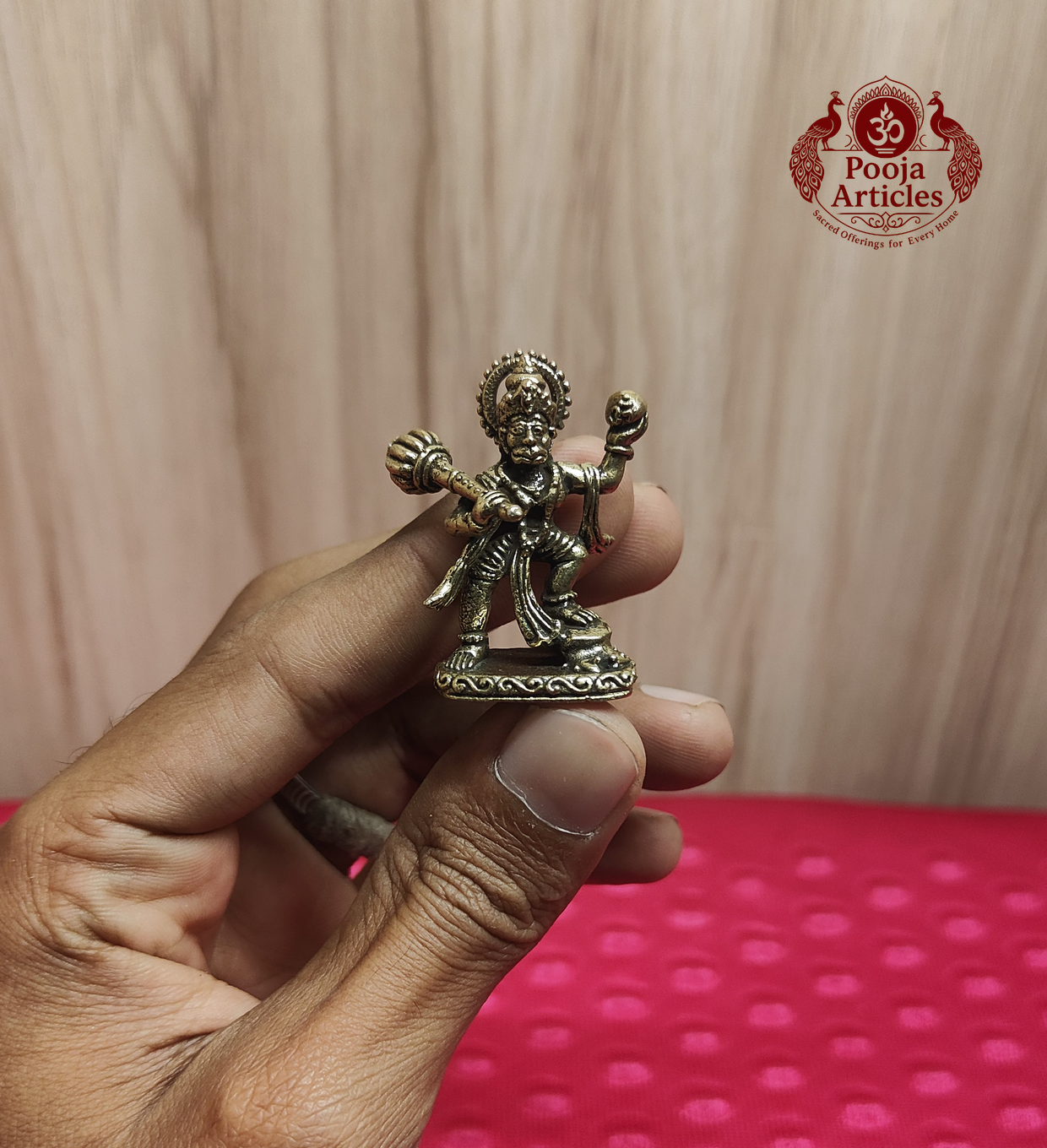 Miniature Brass Vira Hanuman Statue 1.5 Inch