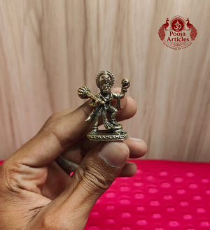 Miniature Brass Vira Hanuman Statue 1.5 Inch