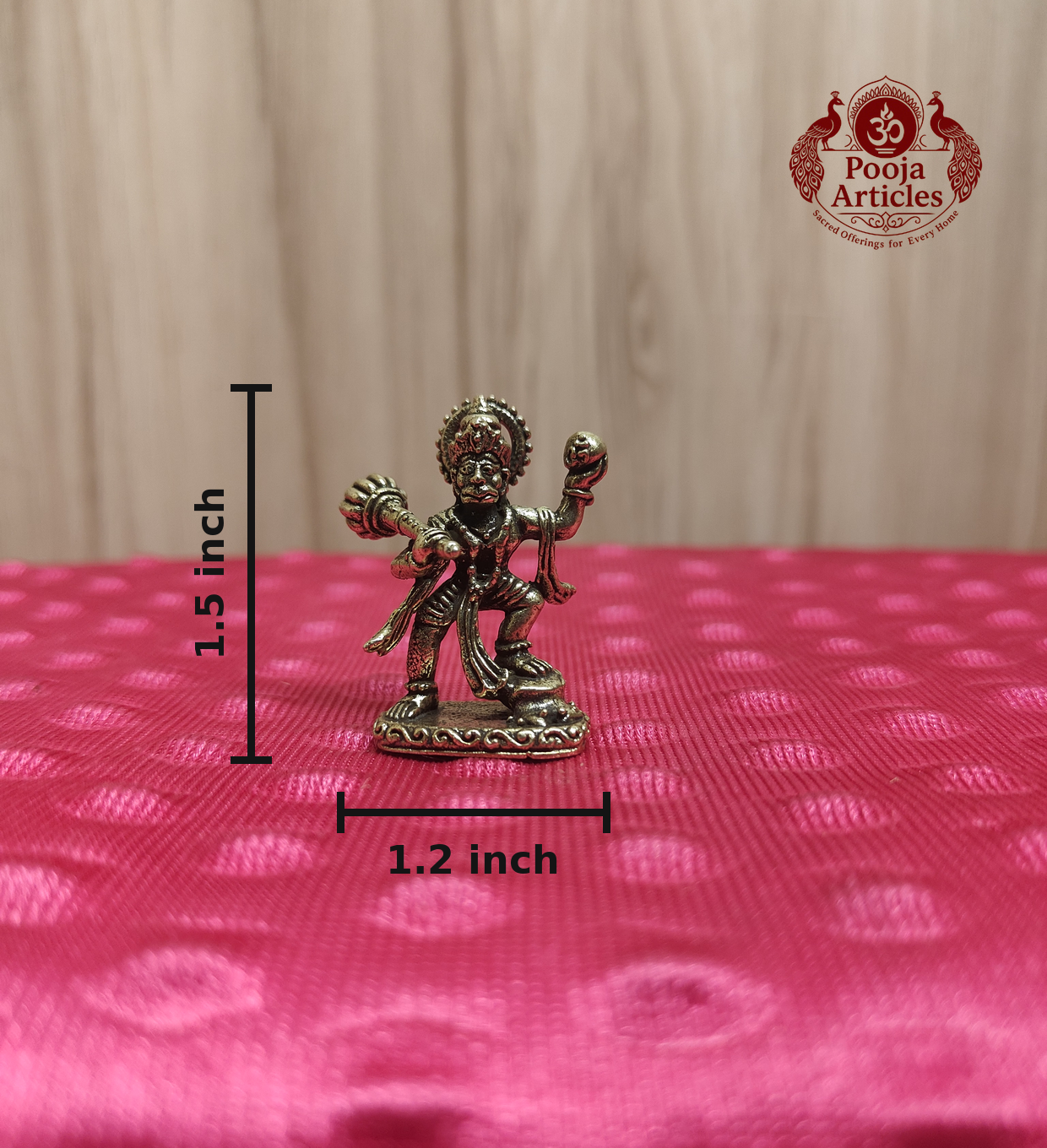 Miniature Brass Vira Hanuman Statue 1.5 Inch