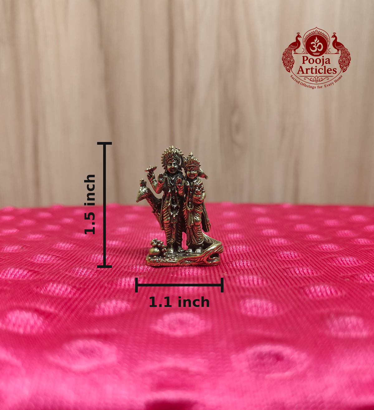Miniature Brass Vishnu Lakshmi Idol 1.5 Inch