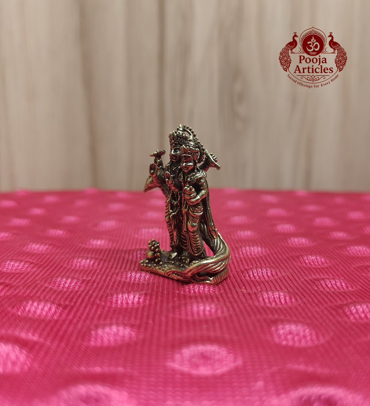 Miniature Brass Vishnu Lakshmi Idol 1.5 Inch