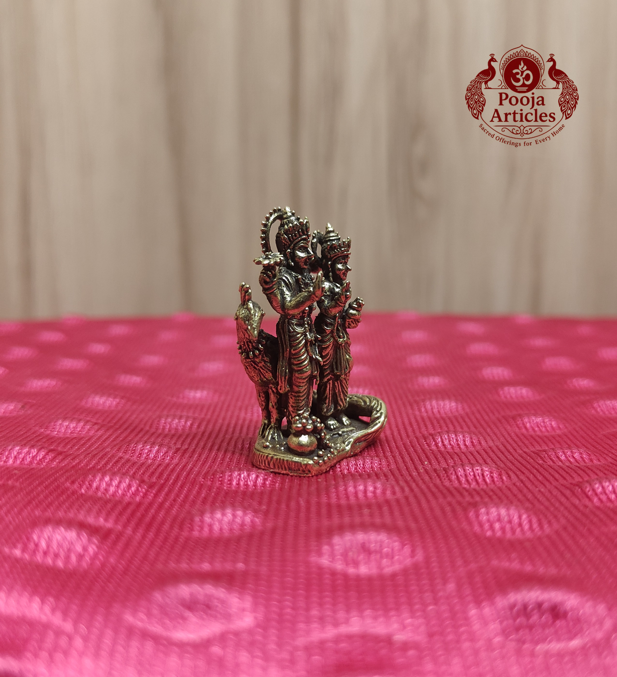 Miniature Brass Vishnu Lakshmi Idol 1.5 Inch