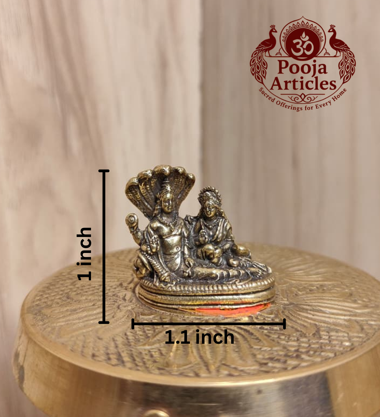 Miniature Brass Vishnu Lakshmi Idol 1 Inch