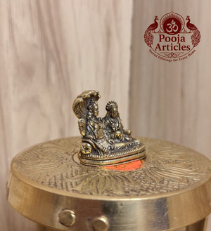 Miniature Brass Vishnu Lakshmi Idol 1 Inch
