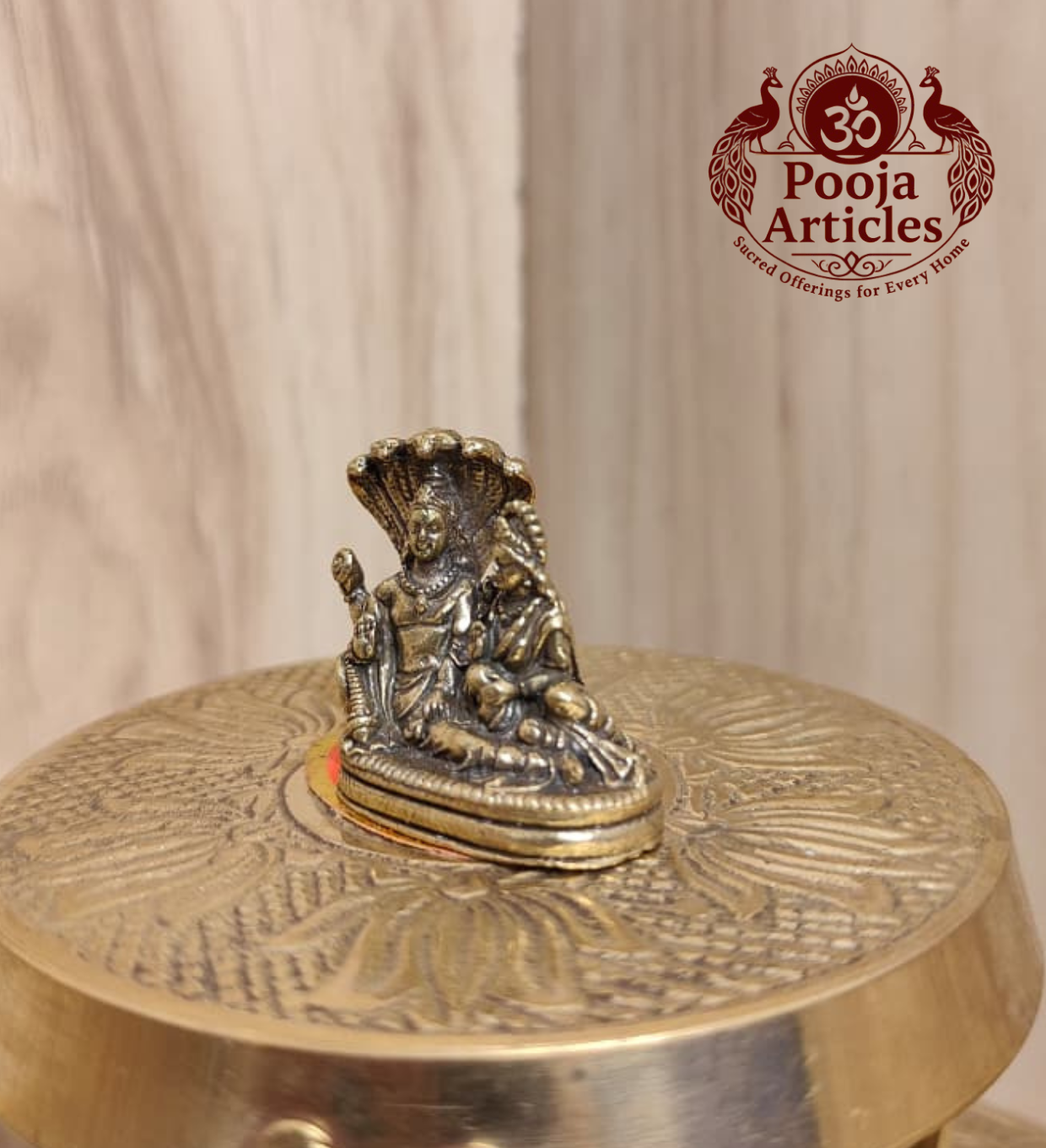 Miniature Brass Vishnu Lakshmi Idol 1 Inch