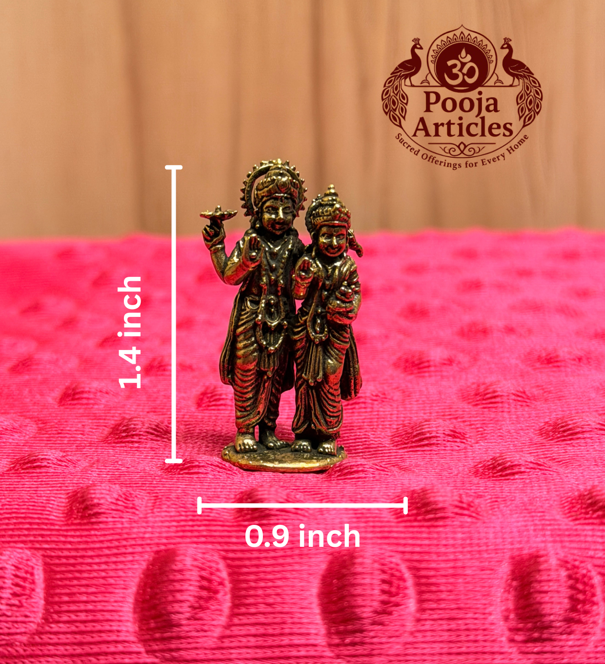 Miniature Brass Vishnu Lakshmi Statue 1.4 Inch