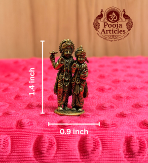 Miniature Brass Vishnu Lakshmi Statue 1.4 Inch