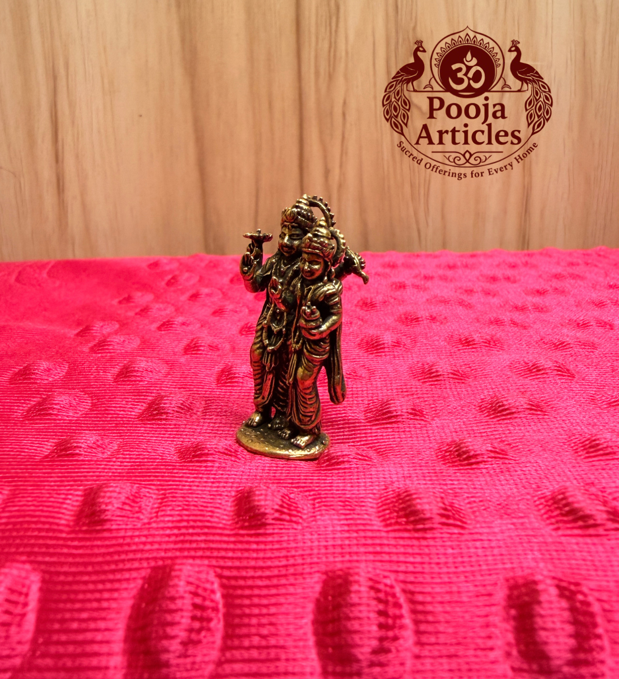 Miniature Brass Vishnu Lakshmi Statue 1.4 Inch