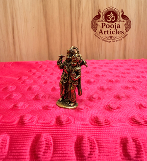 Miniature Brass Vishnu Lakshmi Statue 1.4 Inch