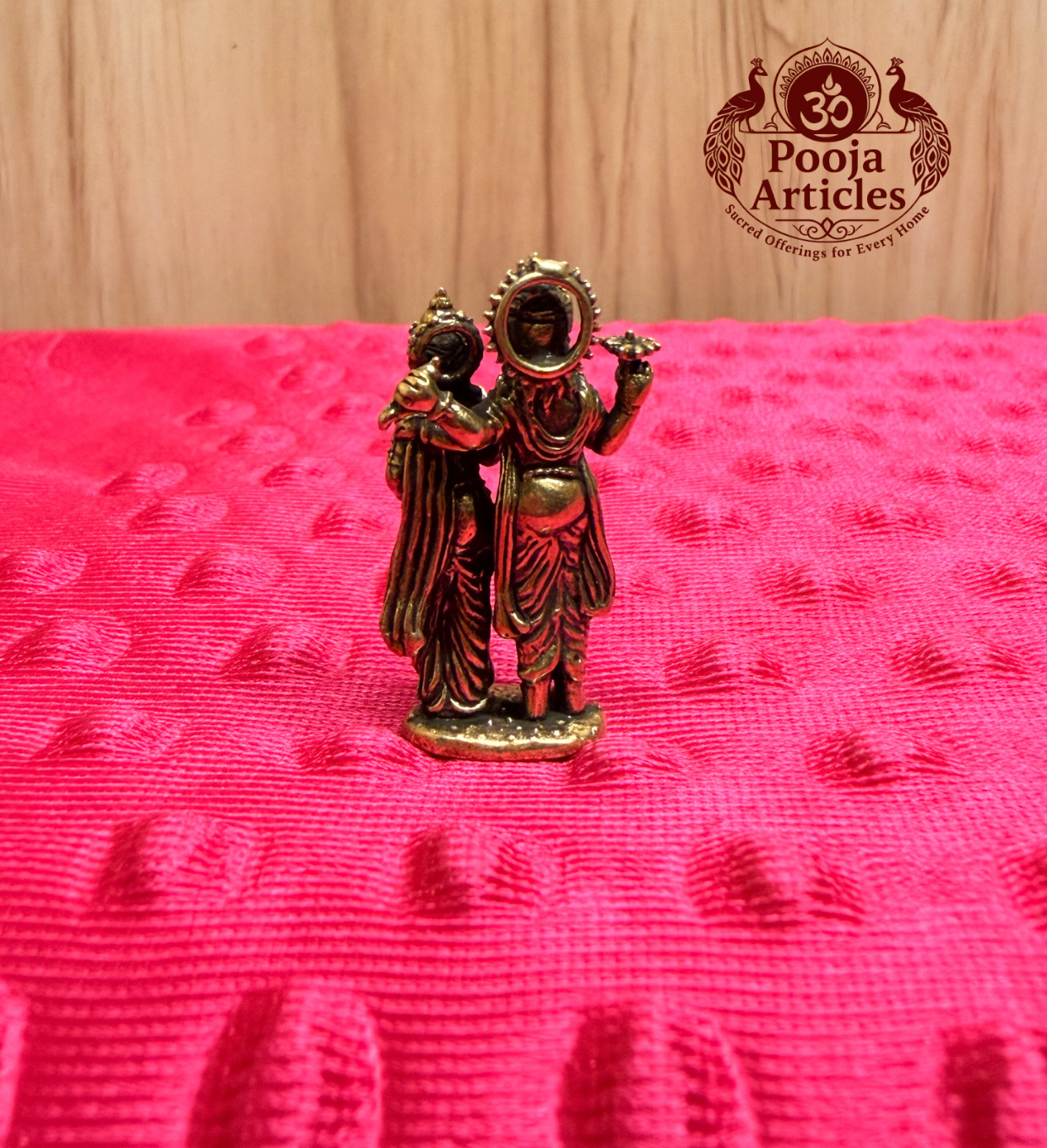 Miniature Brass Vishnu Lakshmi Statue 1.4 Inch