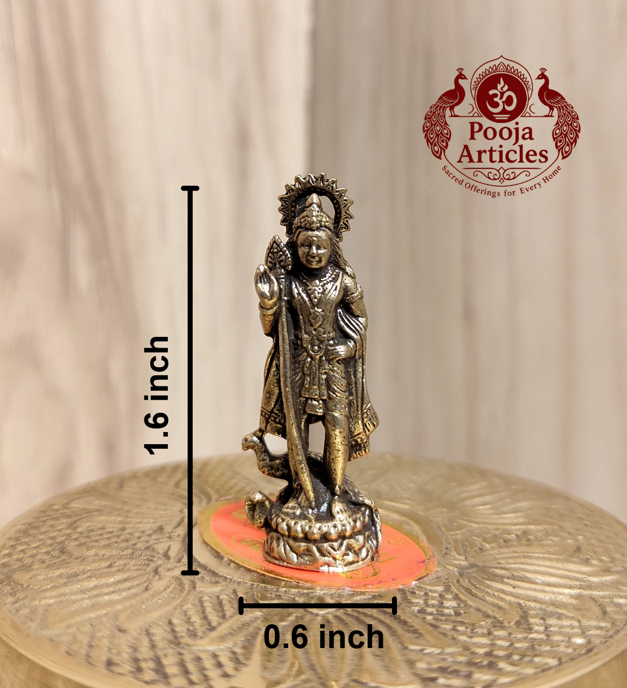 Miniature Brass Murugan Statue 1.6 Inch Pooja Articles