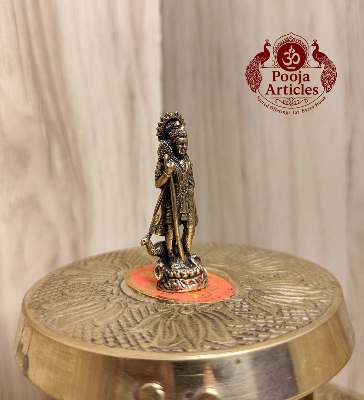 Miniature Brass Murugan Statue 1.6 Inch Pooja Articles