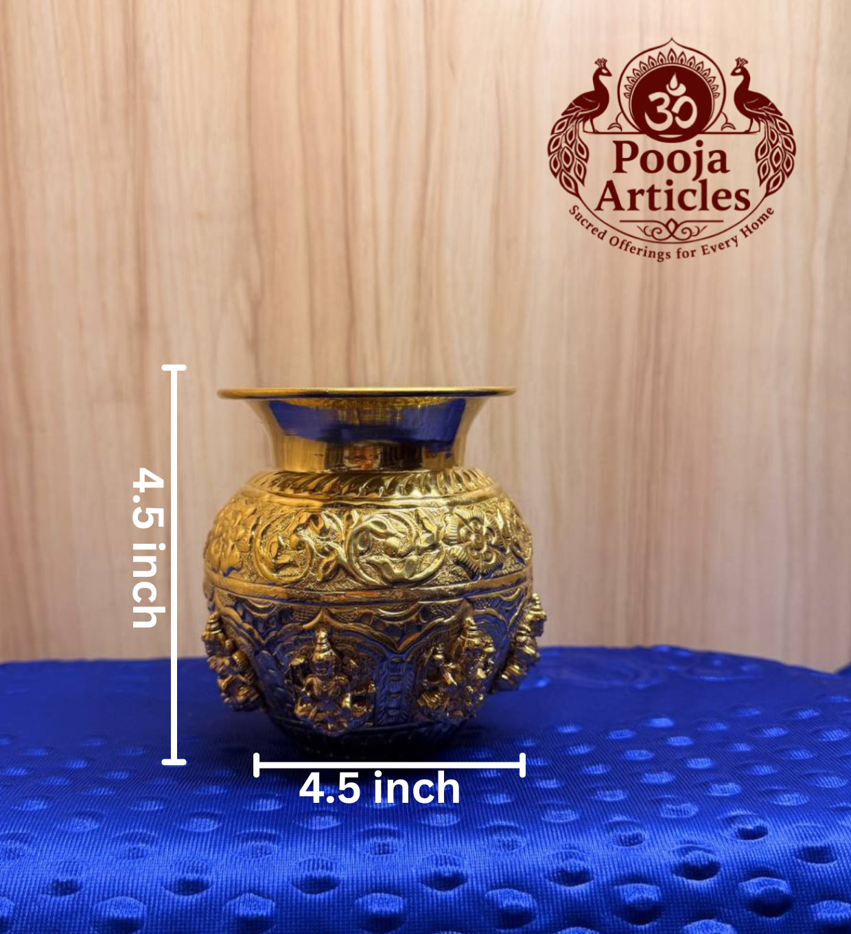 Premium Brass Ashtalakshmi Kalash 4.5 Inch