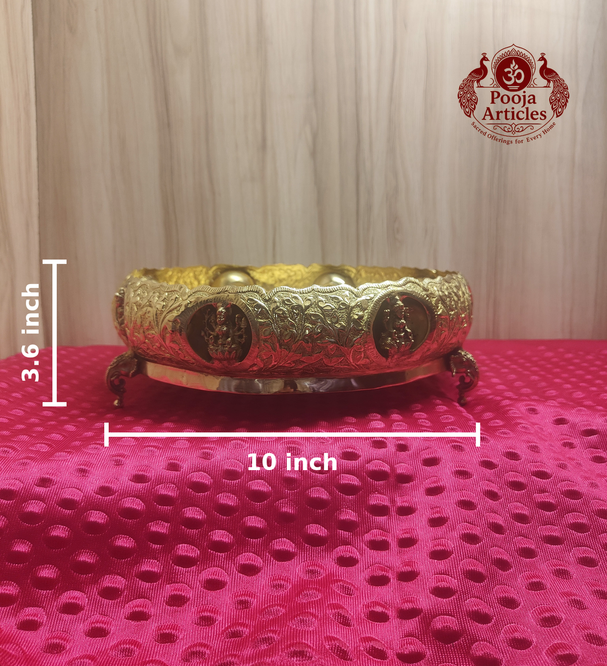 Premium Brass Ashtalakshmi Urli 10 Inch