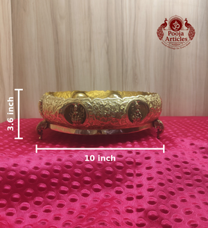 Premium Brass Ashtalakshmi Urli 10 Inch