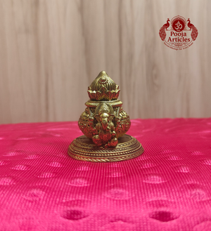Premium Brass Ganesha Kalash Idol 2.1 Inch