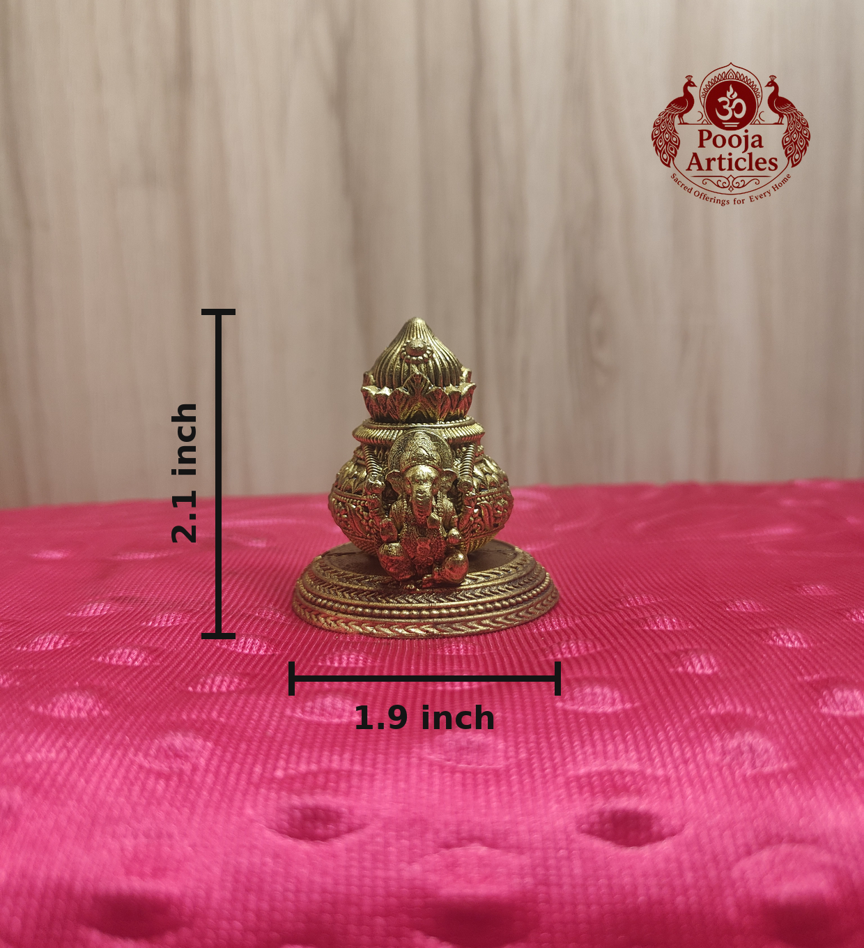 Premium Brass Ganesha Kalash Idol 2.1 Inch