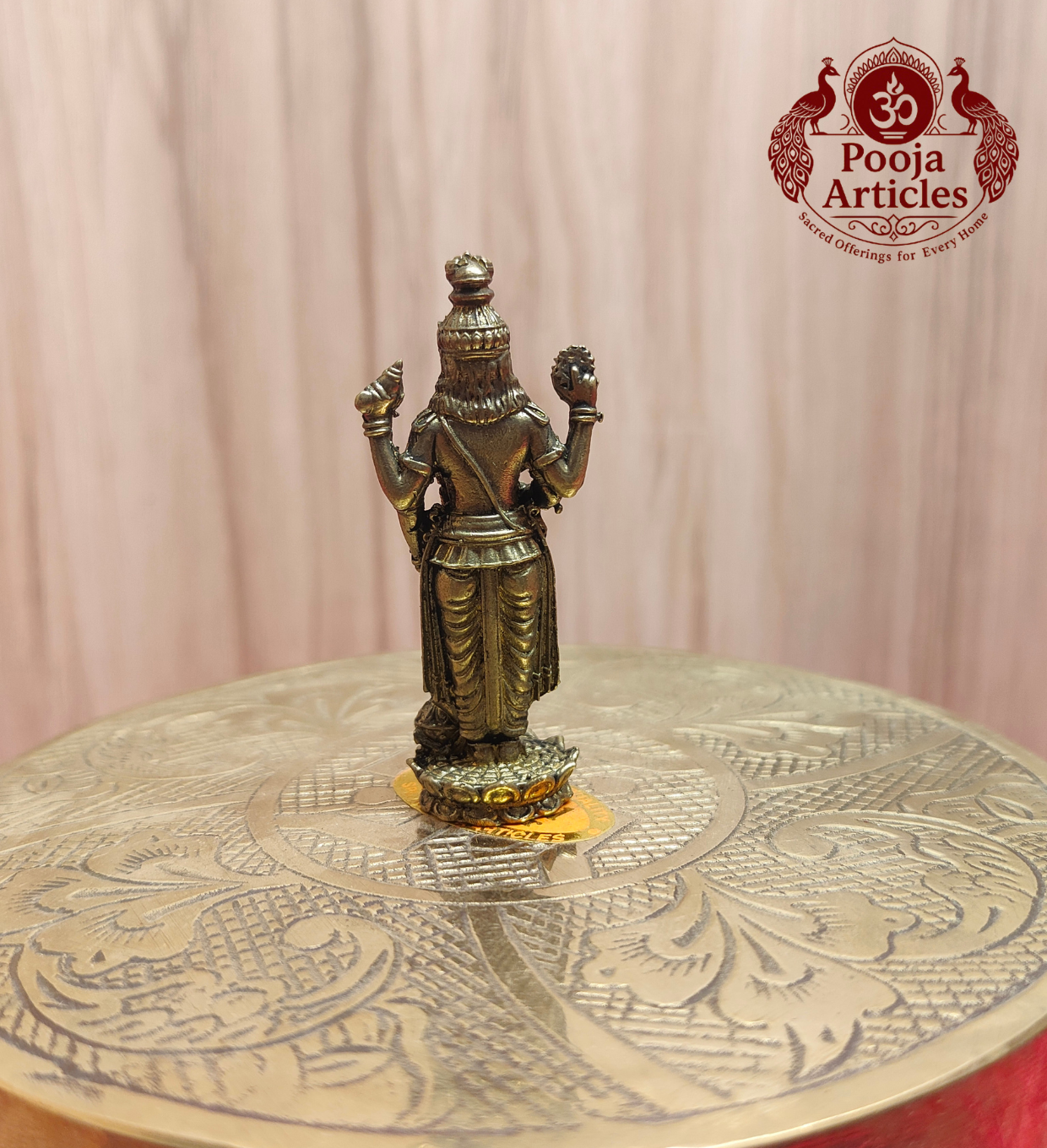Premium Brass Guruvayoorappan Statue 2.4 Inch - back view