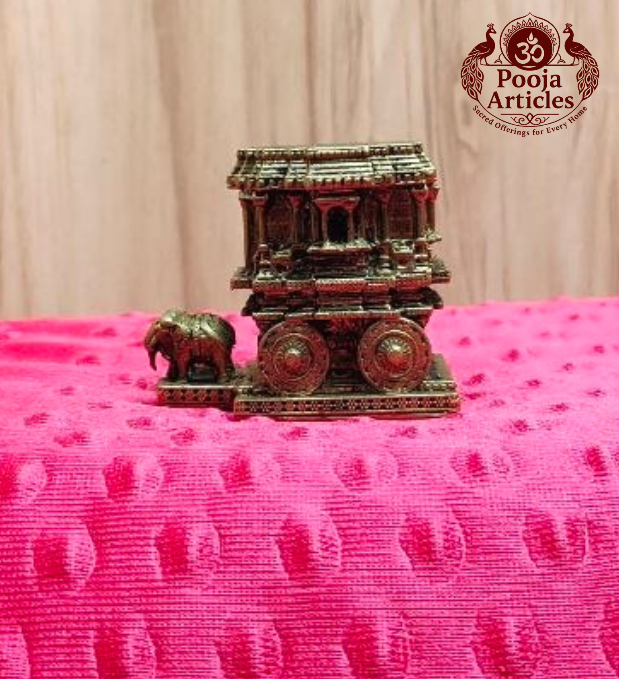 Premium Brass Hampi Stone Chariot Miniature 2.2 Inch
