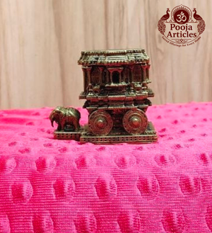 Premium Brass Hampi Stone Chariot Miniature 2.2 Inch