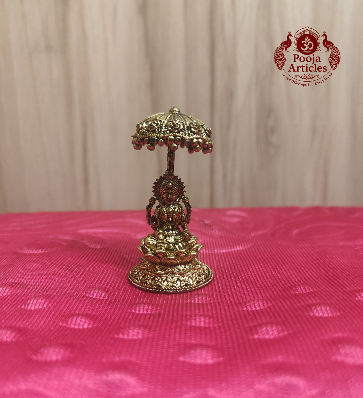 Premium Brass Lakshmi Idol with Umbrella 2.1 Inch