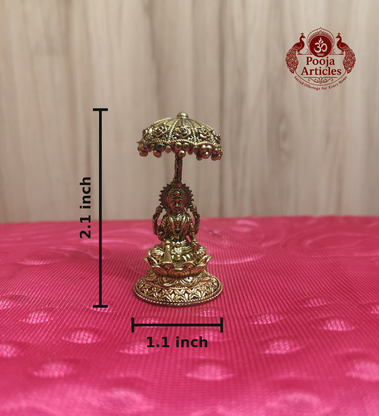 Premium Brass Lakshmi Idol with Umbrella 2.1 Inch