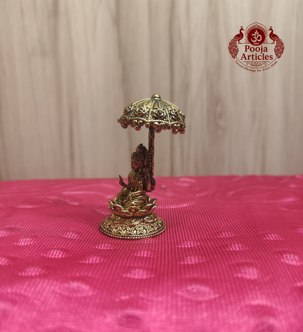 Premium Brass Lakshmi Idol with Umbrella 2.1 Inch