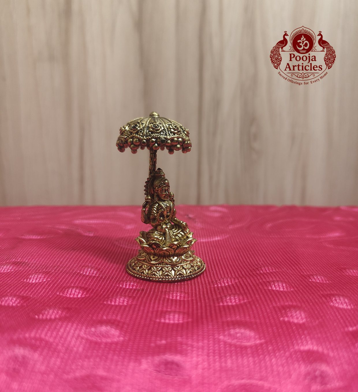 Premium Brass Lakshmi Idol with Umbrella 2.1 Inch
