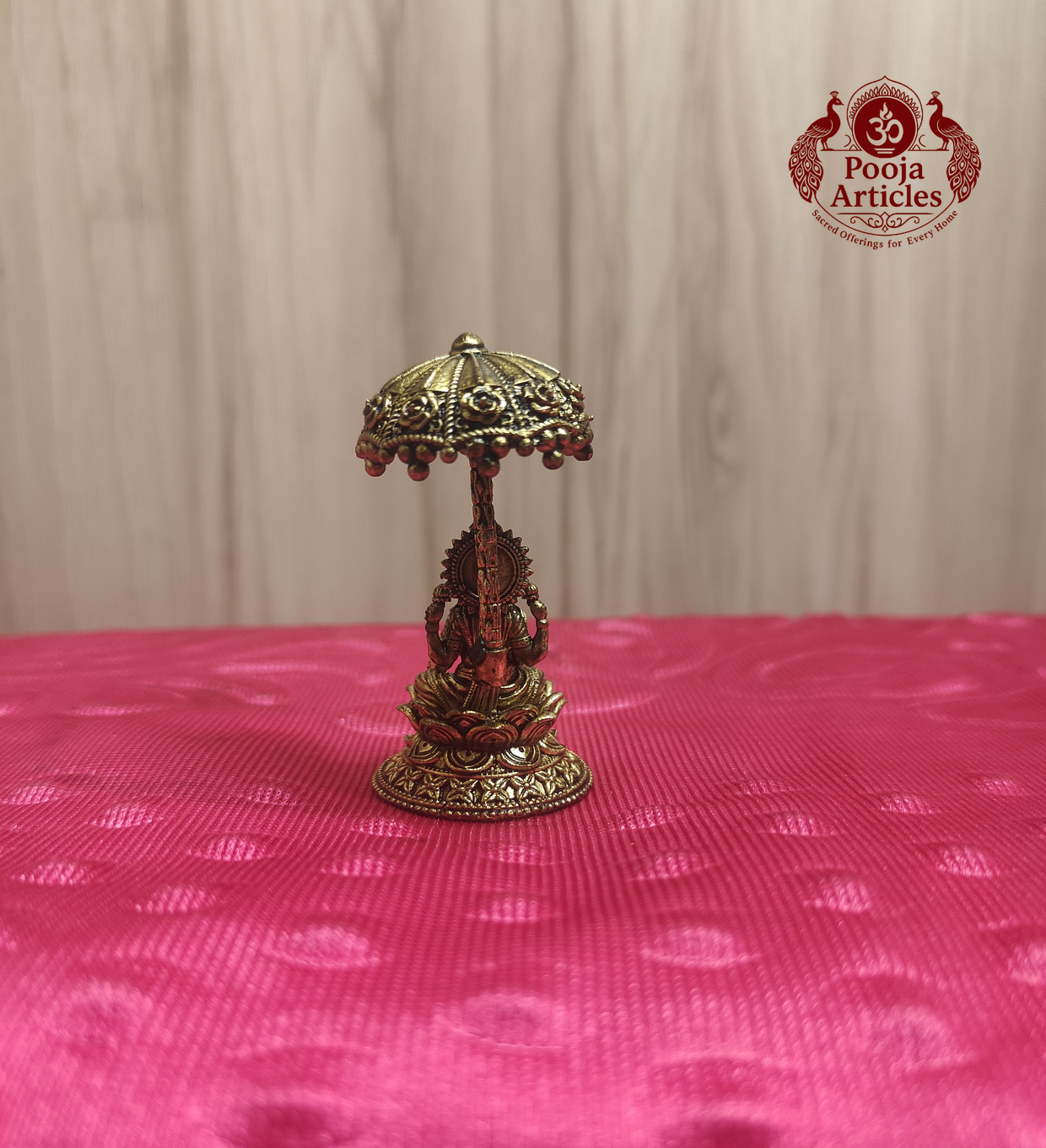 Premium Brass Lakshmi Idol with Umbrella 2.1 Inch