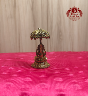 Premium Brass Lakshmi Idol with Umbrella 2.1 Inch