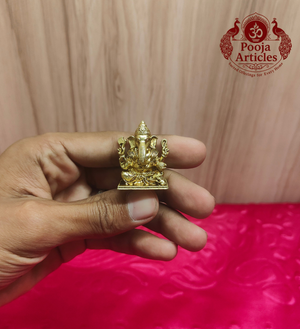 Premium Brass Lord Ganesha Idol 1.2 Inch - Hand Scale View