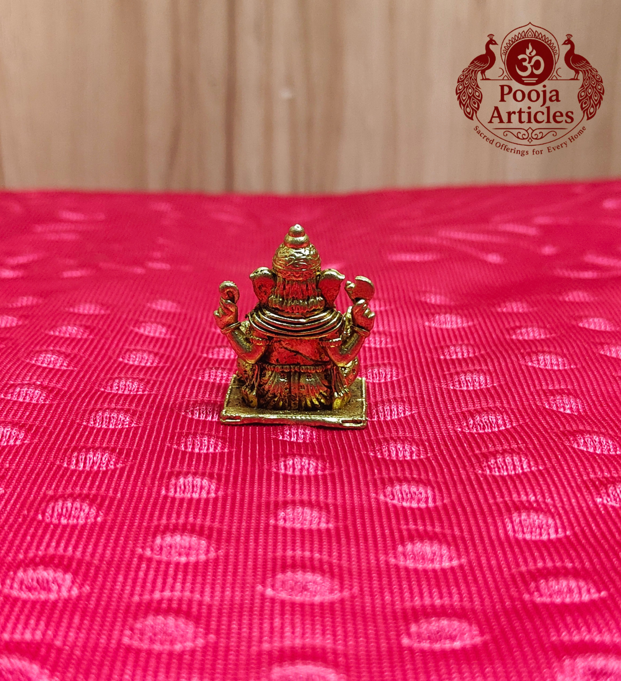 Premium Brass Lord Ganesha Idol 1.2 Inch - Back View Square Pedestal
