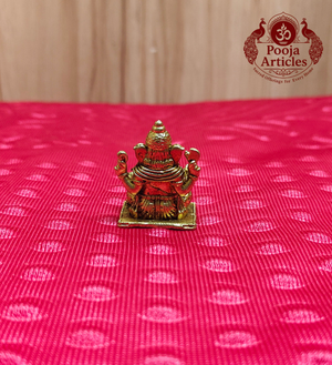 Premium Brass Lord Ganesha Idol 1.2 Inch - Back View Square Pedestal